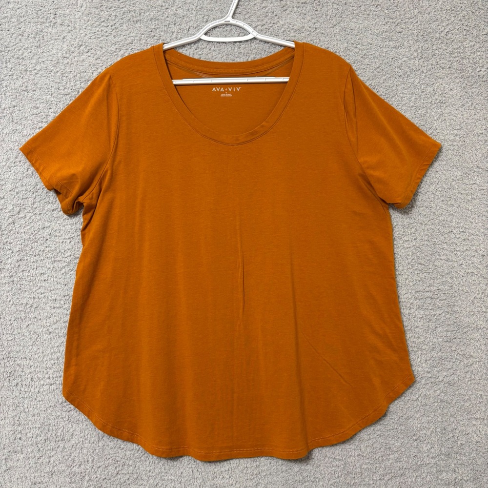 Easy Layering Soft Stretch Cotton Modal Curved Hem Tee Burnt Orange 1X